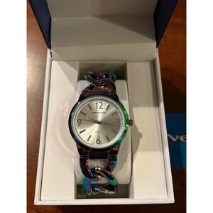 Vernier Open Link Oil Slick Rainbow Watch